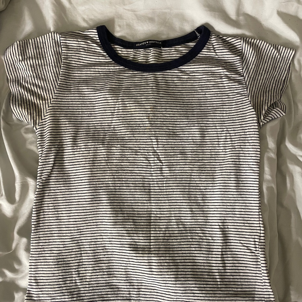 Brandy Melville Black and White Striped Tee
